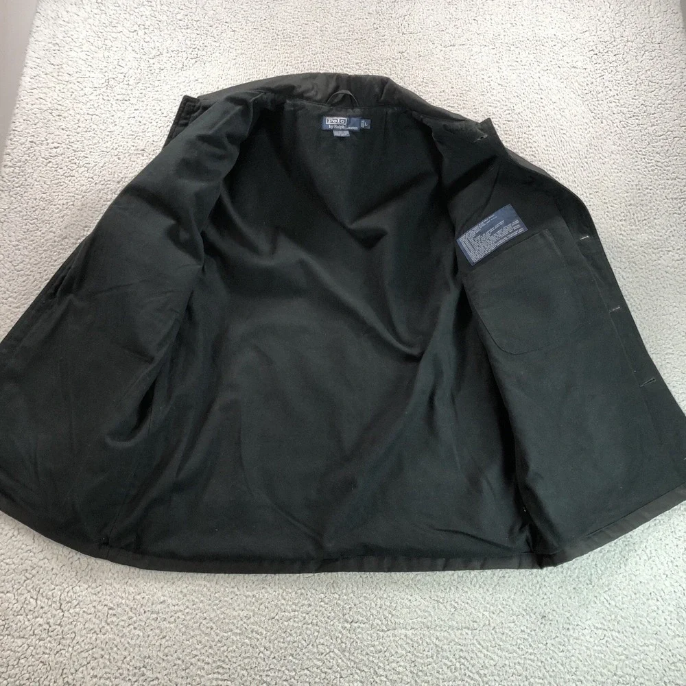 Polo Ralph Lauren Jacket Adult L Black Oiled Waxed Canvas Shooting Leather Chore
